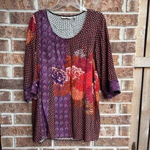 Soft Surroundings Purple and Red Patchwork Tunic